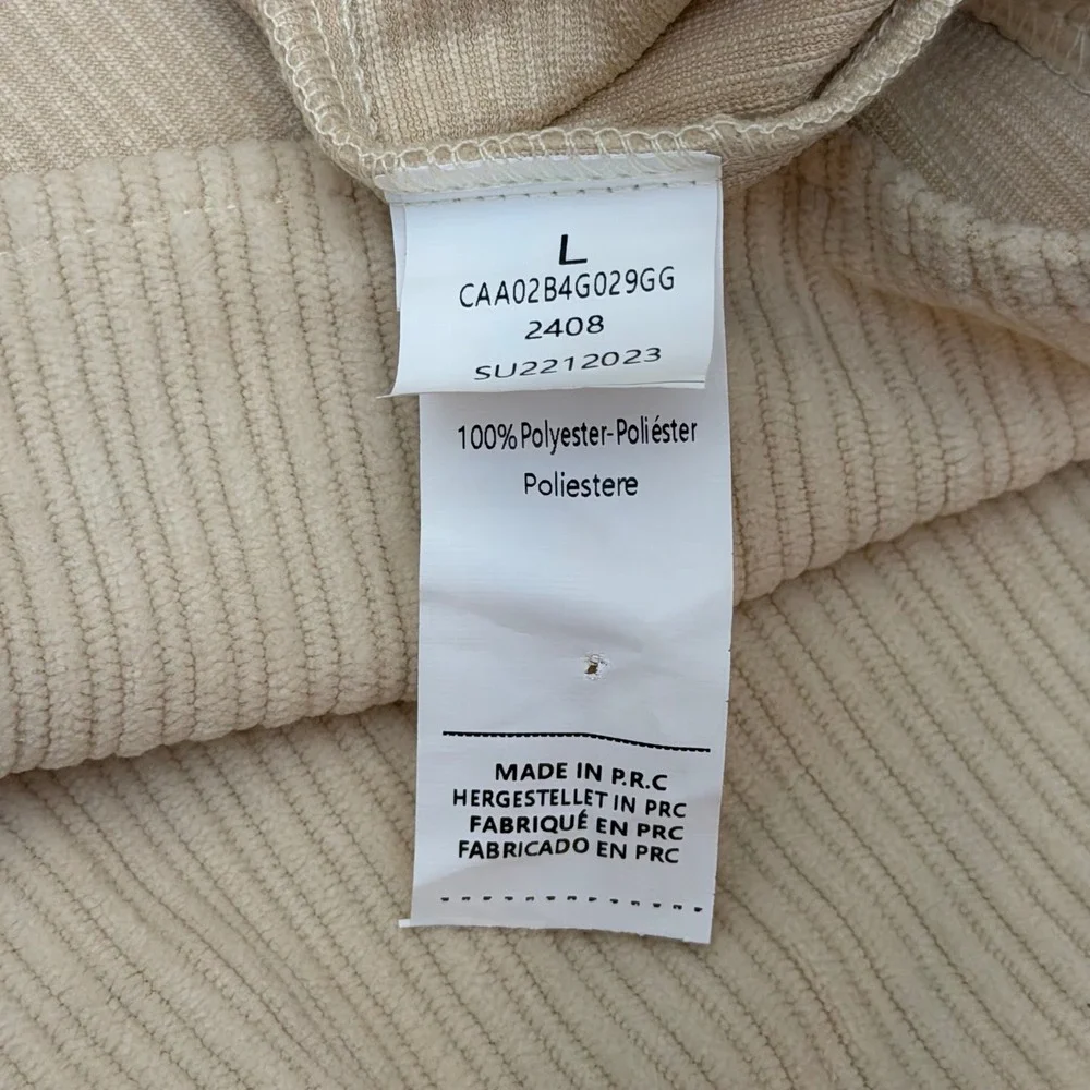 NEW Cupshe Corduroy Mini Skirt Cream Beige Ribbed Faux Wrap Women L Beach Casual